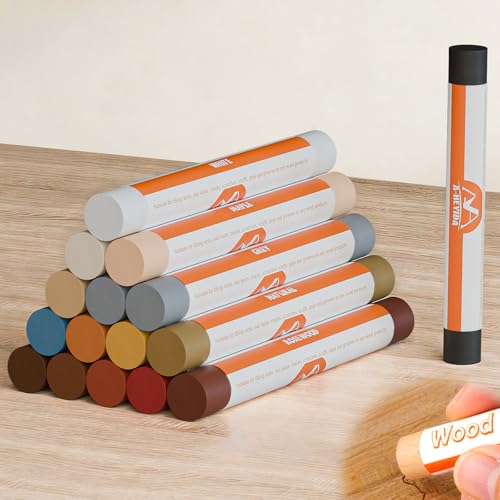 Wood Filler Sticks, 16 Colors Wax Filler Touch Up Pen, Wood Repair Crayons to Fix Scratches, Scuffs, Cracks, Stains and Holes on Hardwood Floors, Furniture, Cabinets, Tables, Doors