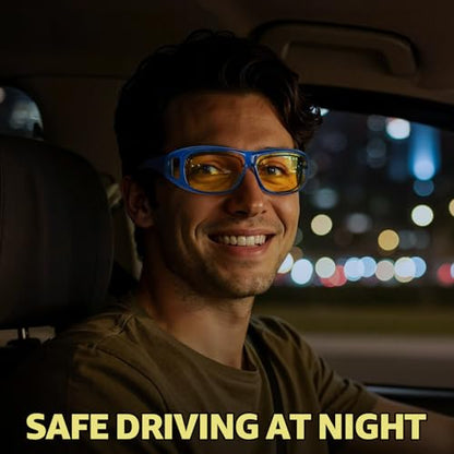 Myiaur Night Vision Glasses for Men Women, Polarized Fit Over Wrap Around Driving Glasses, Anti Glare and UV400 Protection - color: A02 Transparent Blue/ Yellow Night Vision Glasses