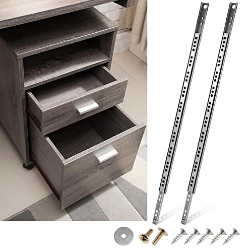 2pcs Ball Bearing Drawer Slides 16 Inch / 406mm, 2 Fold Metal Drawer Tracks, Two Way Slide Track Rail Glides with Mounting Screws - 0.67 Inch Wide - size: 16 Inch