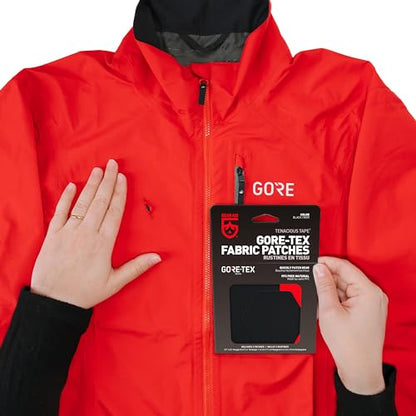 GEAR AID Tenacious Tape Gore-TEX Fabric Patches for Waterproof Jacket & Rain Gear Repair, Black, 2.5” x 2.8” Hex & 2.5” x 4” Rectangle, 4 Patches - size: 4 Patches (2 Hex & 2 Rectangle)