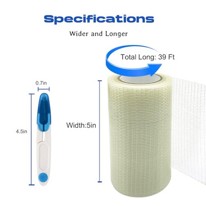 5 in x 39FT RV Awning Repair Tape Kit – Heavy Duty Waterproof Tear Repair Patch for Tarp, Canvas, Tent, Fabric, Canopy, Boat Covers, Sail – Clear Reinforced Fiberglass Repair Tape - size: 5IN×39FT