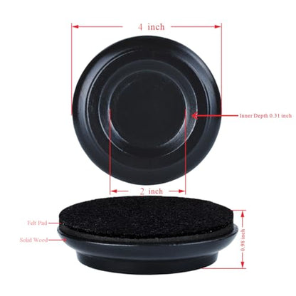Upright Piano Caster Cups,Premium Quality Hardwood Piano Caster Pads Furniture Leg Pad Set of 4,with Non-Slip Moisture-Proof& Anti-Noise Felt Pads for Hardwood Floor Protectors ((Hardwood-Black) - color: Hardwood-black