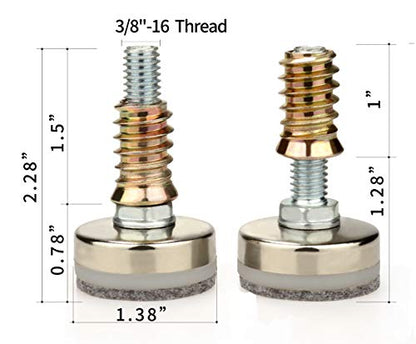 Furniture Levelers - Adjustable Leveling Legs for Tables Chairs Cabinets Felt Pads Included (4, D35mm Silver) - size: D35mm Silver