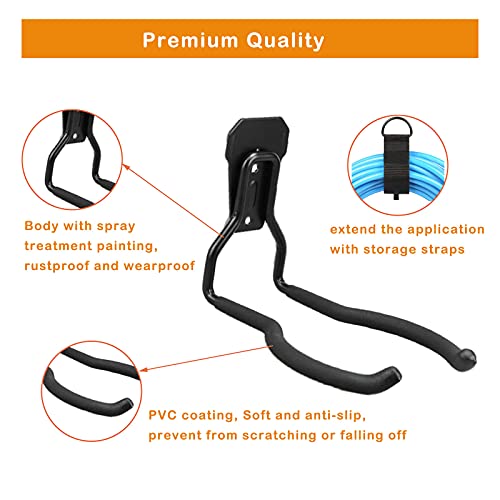 Garden Power Tool Hanger, Garage Wall Hooks, Weedeater Rack, String Trimmer Hanger, Utility Hooks for Garage Tool Organizers and Storage - Black, 4 Pcs - color: Black-4 P