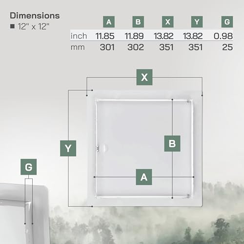 Vent Systems Access Panel for Drywall 12 x 12 Inch - Wall Hole Cover Plate - Metal Access Door with Handle - Plumbing Access Panel for Drywall - Service Shaft Crawl Space Door - Wall Access Panel - size: 12'' x 12''