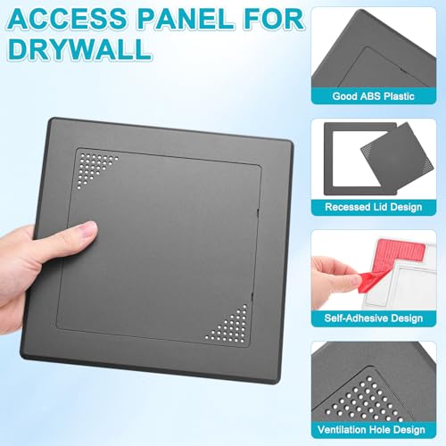 M METERXITY 1-Pack Access Panel for Drywall, 6x6 Inch Plastic Self Adhesive Wall Hole Cover Access Doors for Wiring Cable/Ceiling, Removable Plumbing Wall Panel [Black, Vented Square] - color: Black