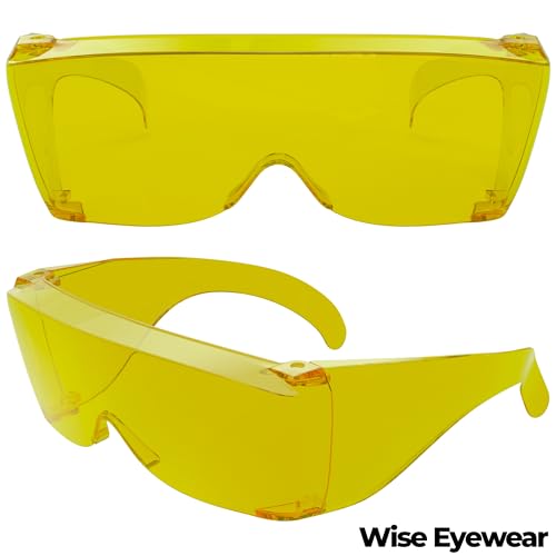 Cover-Ups Black Fit Over Sunglasses - Wrap Around Sunglasses - People Who Wear Prescription Glasses in the Sun - color: Yellow
