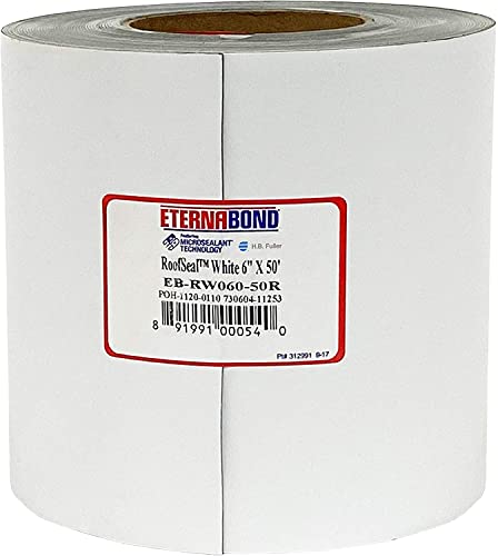 EternaBond RoofSeal White 6" x50' MicroSealant UV Stable RV Roof Seal Repair Tape | 35 mil Total Thickness - EB-RW060-50R - One-Step Durable, Waterproof and Airtight Sealant - color: White, size: 6" x 50'