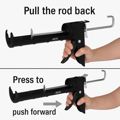ADAK - Professional Caulking Gun, 10:1 Thrust Ratio, Caulking Gun No Drip, Hand Tool for Silicone & Sealant Application, Smooth Pressure Caulk Gun, Caulking Gun Tool (Whole Black) - color: Whole Black