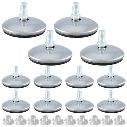 Bivethoi 12 Pack M8 Swivel Furniture Leveling Feet Table Leg Levelers, Adjustable Leveling Feet Heavy Duty Sofa Feet with T Nut, Threaded Swivel Foot Pads Chair Glides for Cabinet Bench, 2 Inch OD - size: M8 (2 Inch)