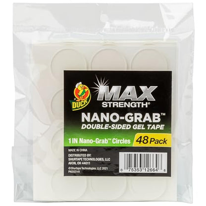 Duck Max Double-Sided Gel Tape with Nano-Grab Technology, Clear, Multi-Purpose & Removable, 1" Circles, Clear, 48 Pack (287705) - size: 1 in Circle, style: 48 Circles