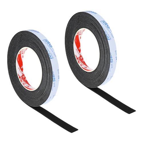 PATIKIL 5/8"W x 5/64"T x 16.4Ft EVA Single Sided Foam Tape, 2Pcs Multipurpose Sealing Strip Foam Waterproof Weather Stripping Foam Sealing Foam Strips with Adhesive for Door, Black - color: Black, size: 5/8"W x 5/64"T x 16.4Ft