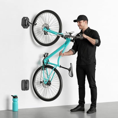 PEGZONE Swivel Bike Wall Mount, Heavy Duty Vertical Bike Rack with Fixed Hooks for Garage Storage, Wall Mounted Bicycle Hangers Holds up to 77 lbs for Indoor, 2 Pack - size: 2 Pack