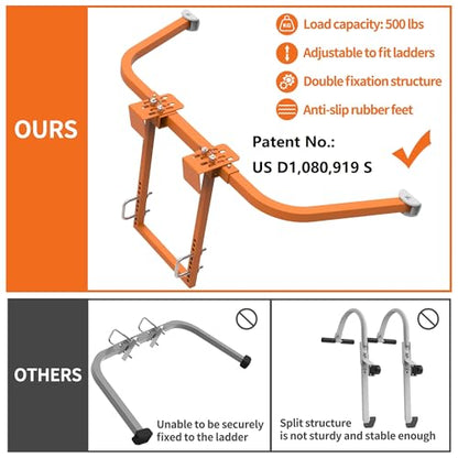 Ladder Stabilizer for Roof Gutter,Heavy Duty Steel Ladder Roof Hook Ladder Stabilizer with Wing Span/Wall Extension Ladder Accessory,Ladder Standoff Arms,Gutter Cleaning Tools - color: Orange Pro