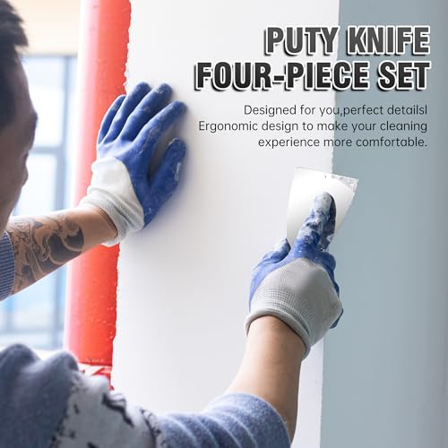 Fishark Putty Knife, 5 Pcs Putty Knife Set, 2" 3" 4" 6" 8" Stainless Steel Scraper, Spackle Knife, Wallpaper Scraper Paint Scraper Tool for Drywall Repair, Removing Wallpaper, Mud, Applying Plaster - color: 2" 3" 4" 6" 8"