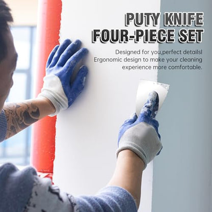 Fishark Putty Knife, 5 Pcs Putty Knife Set, 2" 3" 4" 6" 8" Stainless Steel Scraper, Spackle Knife, Wallpaper Scraper Paint Scraper Tool for Drywall Repair, Removing Wallpaper, Mud, Applying Plaster - color: 2" 3" 4" 6" 8"