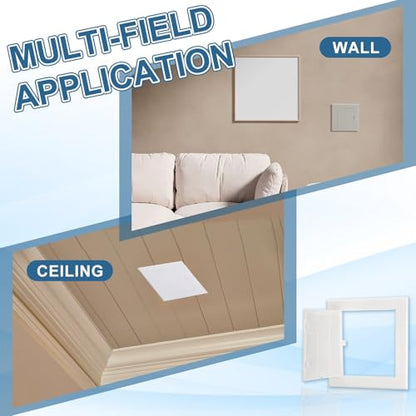 PATIKIL Access Panel for Drywall 7x7 Inch, 1 Set ABS Plastic Wall Hole Cover Access Door with Double-Sided Tape for Wall Ceiling Electrical, White