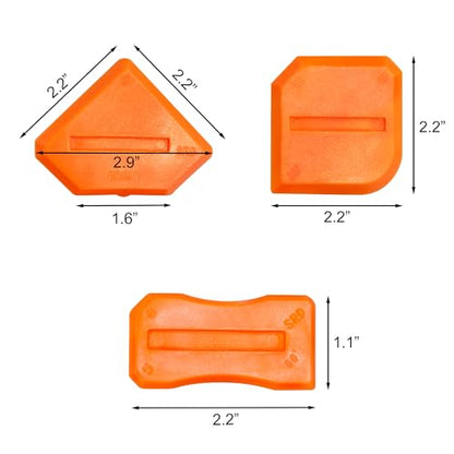 Quacc 4 PCS Caulking Tool Set, Reusable Sealant Grout Finishing Tools Caulk Removal Applicator for Kitchen, Bathroom, Window, Floor, Sink Joint - Orange