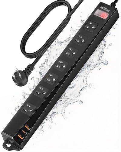 Outdoor Power Strip Weatherproof IPX6,1625W/13A 6 Ft Extension Cord with Multiple Outlets,7 AC & 3 USB, Wall Mount for Camping,Poolside,Garden,Workshop - size: 6ft
