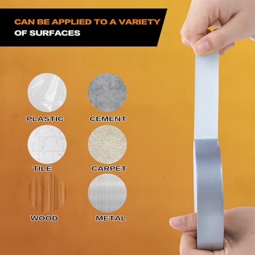 Silver Duct Tape 1 Inch x 33 Yards, Heavy Duty Waterproof Repair Tape, Straight Hand-Tear Cloth Tape for DIY Craft, Camping Gear, Home Maintenance & Packing - color: Silver