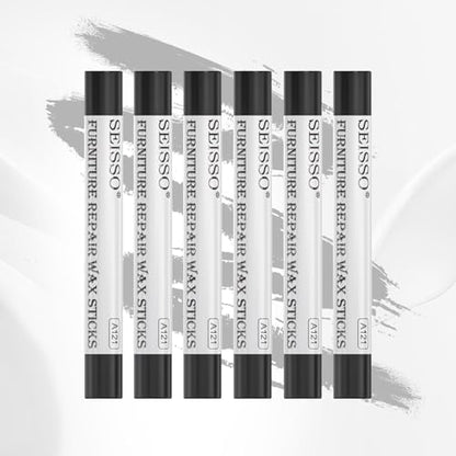 SEISSO Furniture Repair Crayon, 6 Pcs - Wood Filler Sticks, Scratch Repair Wax, Furniture Marking Repair - Scratch, Cracks, Hole, Table, Wood Floor, Guitar, Covering, Instrument Fill Sticks-Black - color: Black 6pcs