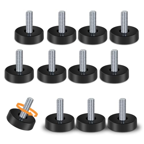 12 PCS Leveling Feet, 1/4-Inch 20-UNC Adjustable Leveler, Fits Small DIY Projects, Stable Furniture Leveling for Uneven Floors, Elegant Threaded Levelers Screw in