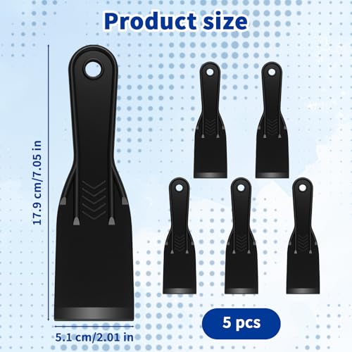 5-Pack Putty Knife - 2 Inch Black Plastic Putty Knife - Flexible Plastic Paint Scraper Tool for Repairing Walls, Spackling, Scraping, Plaster, Spackle, Spreader - Tamale Spackle Tools