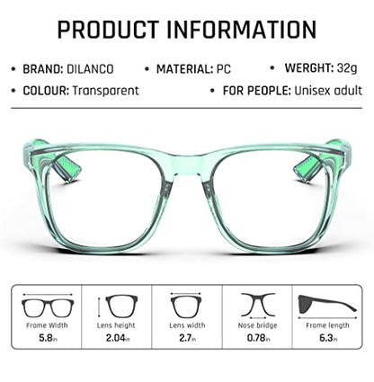 DILANCO Clear Safety Glasses Goggles With Side Shields for Women Men,Fog & Scratch-Resistant Complete UV Protection Eyewear - color: Green
