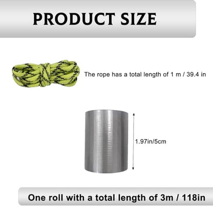 6 Pcs Mini Duct Tape, Portable Travel Duct Tape with Rope and Carabiner, Pocket Size Duc Tape for Outdoor Camping Travel Cycling Emergency Repair, 2" Wide x 10 Feet per Roll