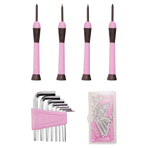CARTMAN Home Tool Set Kit, Basic Household Hand Tools with Storage Case Light Pink - color: Light Pink