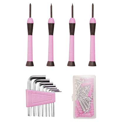 CARTMAN Home Tool Set Kit, Basic Household Hand Tools with Storage Case Light Pink - color: Light Pink