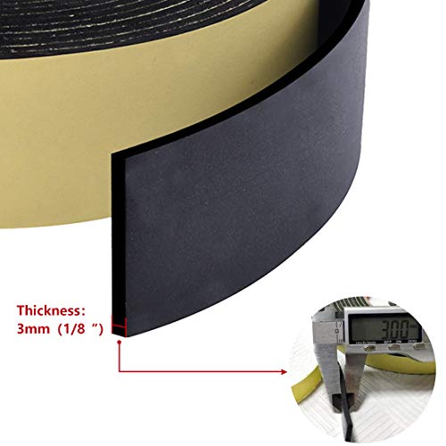 ToLanbbt High Density Foam Insulation Tape Adhesive Rubber Strip, Seal, Door Insulation Tape Weatherstrip, Waterproof, HVAC, Pipes, Foam Strips Air Conditioning, Weather Stripping (33Ft x 1/8" x 2") - color: Black, size: 33Ft x 1/8'' x 2''