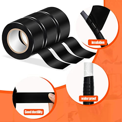 Amylove 6 Roll Waterproof Self Fusing Silicone Tape 1 Inch x 10 ft Black Leakproof Seal Hose Pipe Repair Tape for Water Emergency Pipeline Plumbing Repair Cable Winding Insulating