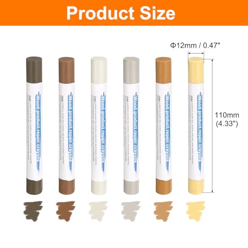 HARFINGTON Wood Filler Sticks 6 Colors Wooden Wax Touch Up Furniture Repair Crayons for Light Spanish Yellow, Beech Yellow, Light Earth Yellow, Dark Tea, Dark Brown, White - color: Yellow Series