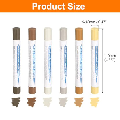HARFINGTON Wood Filler Sticks 6 Colors Wooden Wax Touch Up Furniture Repair Crayons for Light Spanish Yellow, Beech Yellow, Light Earth Yellow, Dark Tea, Dark Brown, White - color: Yellow Series