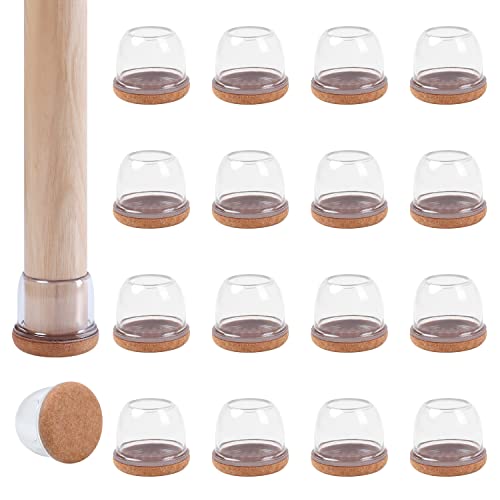 Ezprotekt 24 Pcs Clear Chair Leg Floor Protectors for Hardwood Floors, Floor Protectors for Chairs, Felt Furniture Pads Covers, Chair Leg Socks Bar Stool Leg Floor Protectors Caps (M Fit: 0.87"-1") - size: M-Round
