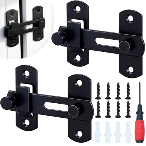 2 Pack 180 Degree Flip Sliding Barn Door Lock Latch, Barn Door Latch, Door Latch Lock, Sliding Door Lock, Cabinet Door Latch for Gate, Pet Door, Bathroom, Vinyl Fence, Cabinet, Backyards - color: A09 2 Pack 180 Degree Gate Latchs