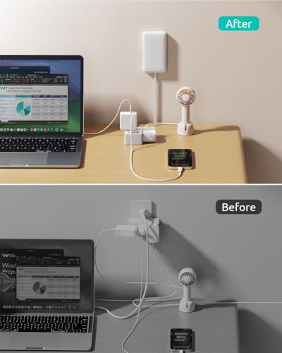 NUTICT 6FT Flat Extension Cord with Outlet Cover, Flat Plug Power Strip with 3 Outlets & 3 USB-C & 1 USB-A Port, Wall Mountable, Small Outlet Extender Hidden Behind Couch, Nightstand, Bed, White - size: 6FT