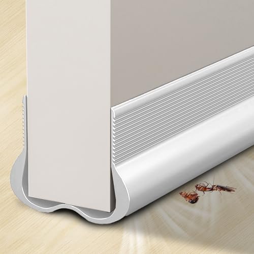 Door Draft Stopper, 36" Cuttable Door Sweep for Bottom of Door, Under Door Draft Blocker Insulator, Weather Stripping Door Seal, Door Gap Filler Soundproof, Dust Blocker, Noise Stopper (White, 36") - color: White, size: 36"