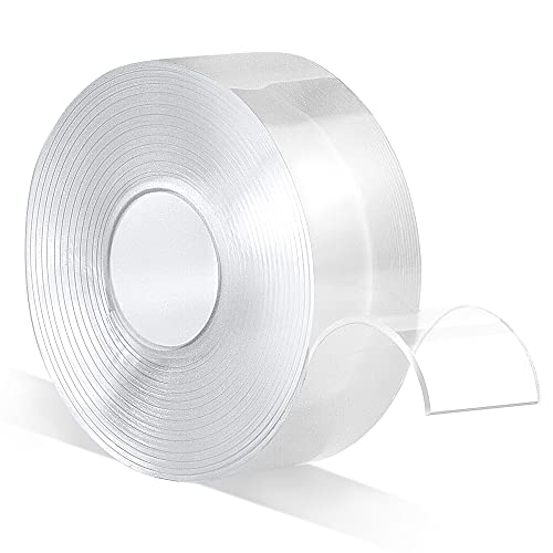 CLAVICHORD Double Sided Tape Heavy Duty, Clear Acrylic Mounting Tape, Strong Adhesive, Removable, No Residue, Transparent Nano Tape for Wall Decor, Poster, Picture Hanging, DIY Crafts (1’’x10FT) - size: 1“