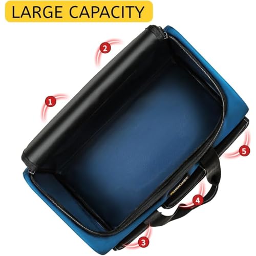 Heavy-Duty Tool Bag with Wide Mouth - Durable Polyester Material, Multiple Compartments and Pockets, No Assembly Required, for Tool Storage, Carrying and Organization