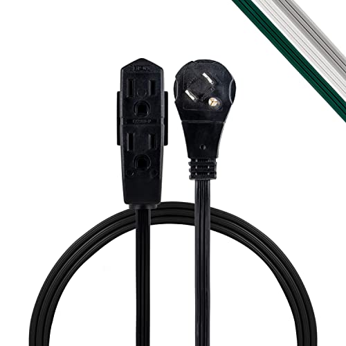 GE 3-Outlet Flat Extension Cord 3 Ft Grounded Extension Cord with Multiple Outlets 3 Prong Outlet Extender Flat Plug Indoor Power Strip 16 Gauge UL Listed Black 69877 - color: Black, size: 3 Ft
