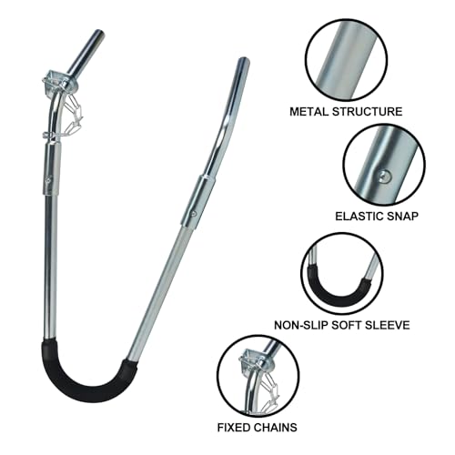 Ladder Stabilizer for Roof, Ladder Standoff Brackets with Foam Elbows and Anti-Shedding Device, Silver