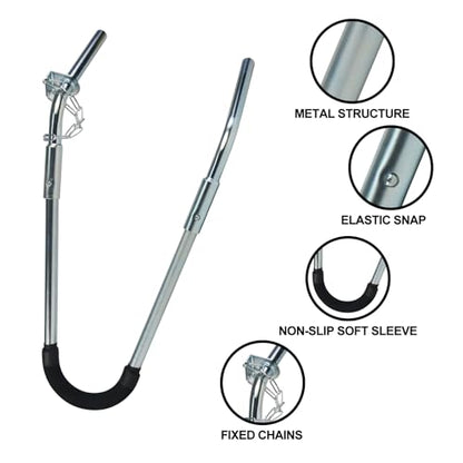 Ladder Stabilizer for Roof, Ladder Standoff Brackets with Foam Elbows and Anti-Shedding Device, Silver