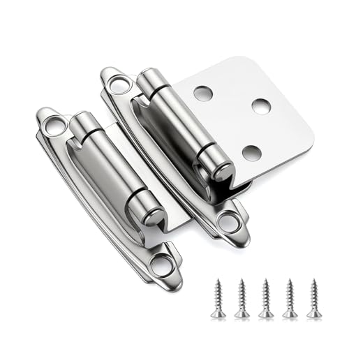 Ravinte 60 Pack (30 Pairs) 1/2 inch Overlay Cabinet Hinges, Self-Closing Semi-Concealed Face Mount, Polished Chrome Decorative Hardware with Door Bumpers for Kitchen & Cupboard Doors, Silver - color: Polished Chrome