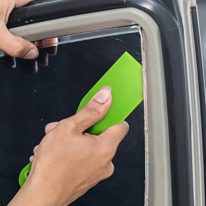 10 reusable plastic putty knives are flexible paint scraper tools used for decals, wallpapers, baking, wall and car putty, splashing, repairing, and painting(green)