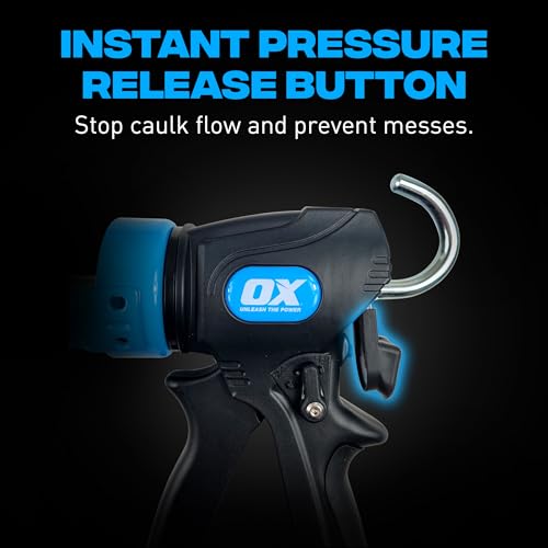 OX Pro Heavy Duty Caulk Gun - 10 oz Manual Caulking Gun with Dual 24:1/12:1 Thrust Ratio - Best Caulk Gun for Sealant & Adhesive - Pistola De Calafateo - size: 10 oz - Dual Thrust