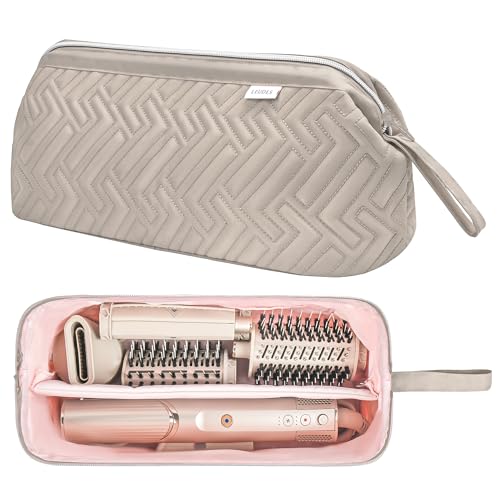 Leudes Hair Tools Travel Bag for Shark Flexstyle Carrying Case Portable Shark Hair Air Wrap Dryer Case Waterproof Dustproof Flat Curling Iron Travel Organizer (Camel) - color: Camel, size: 467.17 cubic inches