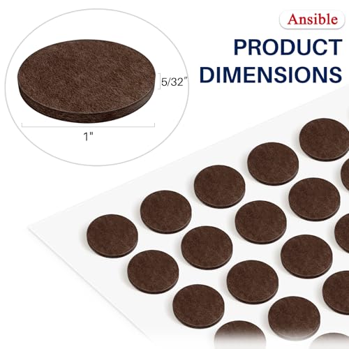 Ansible 60 PCS Felt Furniture Pads 1", Felt Pads for Chair Leg Floor Protectors for Hardwood Floors Round (Brown) - size: 60 PCS 1" Brown, Round