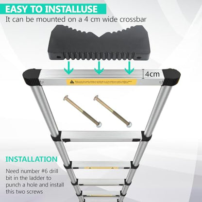 Rubber Steep Ladder Stabilizer,Anti-Slip Ladder Accessory,with Strap and Screws Ladder Poles Non-Slip Mat for Telescopic Ladder, Single Straight Ladder, Engineering Ladder, Enhance Stability